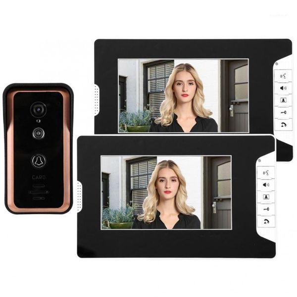 Sonnette d'interphone vidéo filaire 7 pouces 2 moniteur système de caméra de porte d'accès 100-240V Hot1