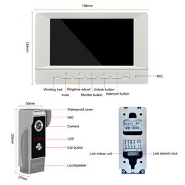 Interphone vidéo filaire dans une maison privée interphone 7 pouces Visiophone 700TVL Panneau d'appel HD CAME CAMER