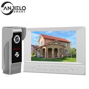 WIRED Video Intercom System 7 Inches Video Doorbell Door Phone System Kits Support Unlock Monitoring for Villa Home Office Apartment