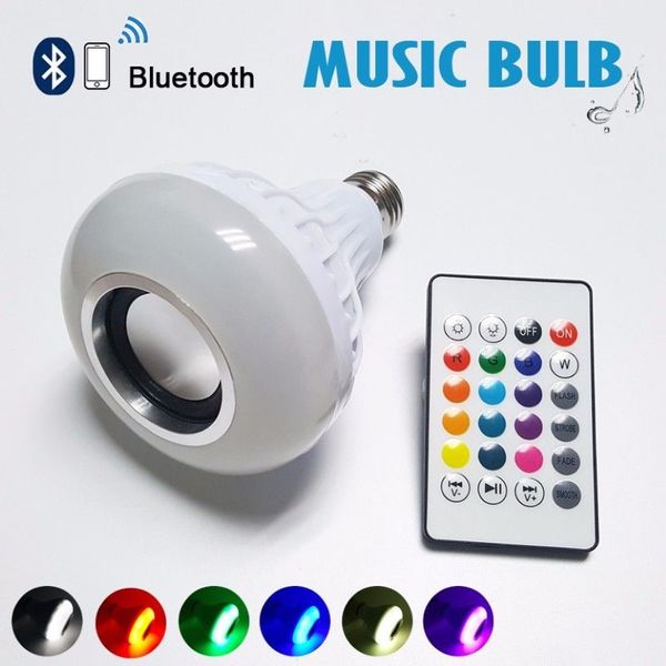 LED sans fil 12W Power E27 LED RVB Bluetooth Bulb Light Lampe Musique jouant l'éclairage RVB avec télécommande187u