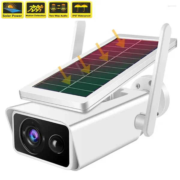 Caméra de Surveillance à panneau solaire WiFi sans fil 2K 4MP, Protection de sécurité extérieure, caméra de vidéosurveillance pour maison intelligente, batterie Rechargeable