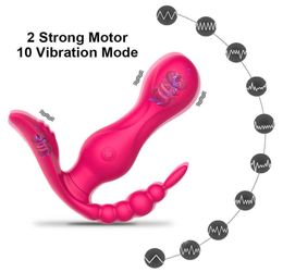 Vibromasseur télécommandé sans fil 3 en 1 G Spot pour femmes stimulateur de Clitoris culotte portable gode érotique pour adultes Q06025823754