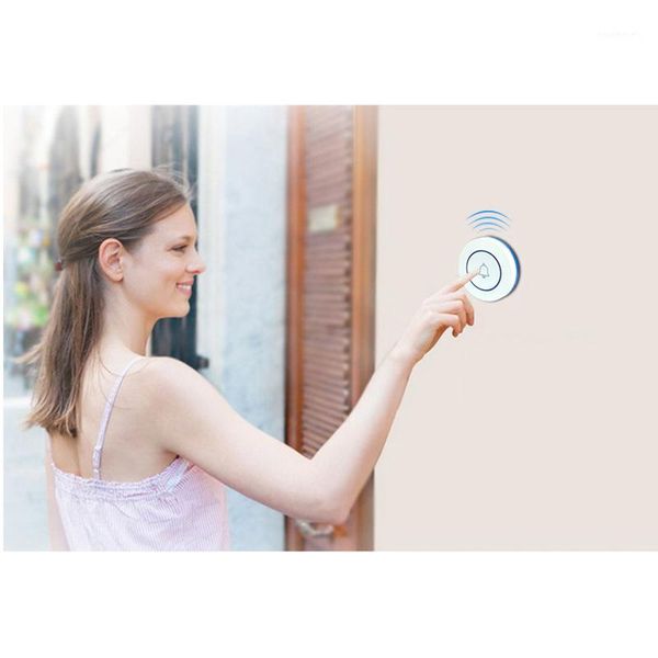 Bouton de contact de sonnette sans fil 43 Hz Accueil Sécurité Bienvenue Smart Chimes Porte Bell Alarme LED Light1