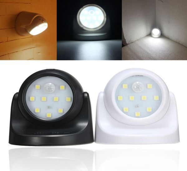 Capteur d'éclairage activé sans fil 9 LED Batterie Porche extérieur intérieur lampe murale de jardin 360 Rotation Night Light DC45V2960102