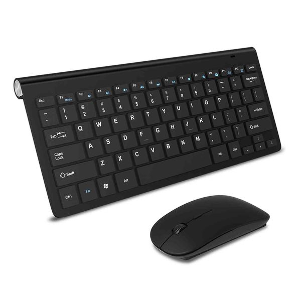 Mini teclado inalámbrico y USB de 2,4G, combos de ratón, teclado ergonómico silencioso con juego de ratón, PC, portátil y TV