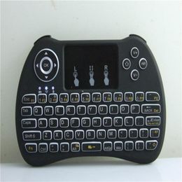 Teclado inalámbrico retroiluminado con luz negra H9 Fly Air Mouse, mando a distancia Multimedia, panel táctil portátil para Android TV BOX2542336