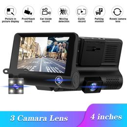 Driving Recorder CAR DVR HD 1080P 3 Lens 170 graden 4,0 inch dashboardcamera achteraanzicht parkeerbewaking camera's Automatische videobewegingsdetectie
