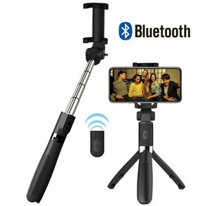 Perche à Selfie sans fil compatible Bluetooth, obturateur de monopode portatif pliable, support de téléphone extensible à distance, Mini trépied