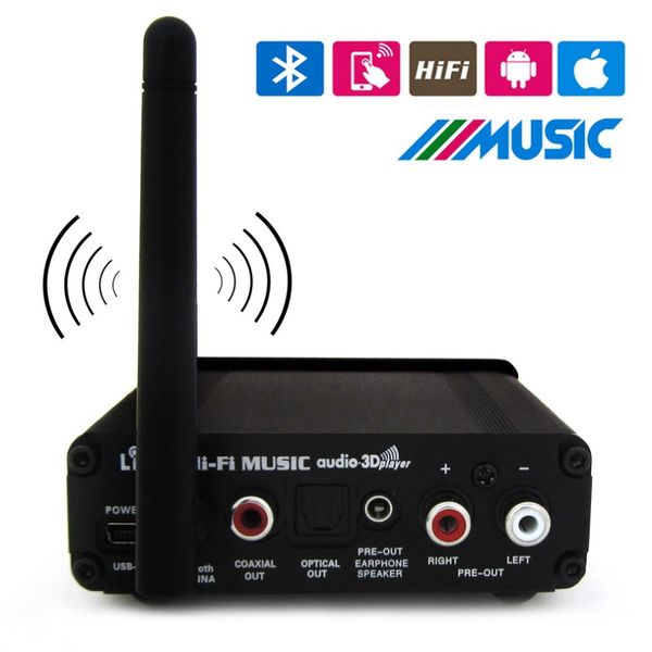 Freeshipping Inalámbrico Bluetooth Amplificador digital Fibra óptica Coaxial 5.1 HiFi Audio Estéreo Música MP3 Sonido Receptor para el hogar EE. UU. Adaptador de enchufe