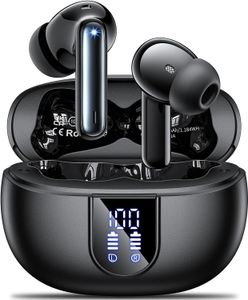 Draadloze Bluetooth-oortelefoon - Aoslen Bluetooth 5.3-oordopjes met LED-display, 42 uur afspelen, hifi-stereo, ENC-ruisonderdrukking, 4 microfoons, aanraakbediening, IPX7 waterdicht