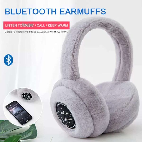 Auriculares inalámbricos Bluetooth con micrófono, auriculares estéreo de música, orejeras cálidas con banda de invierno, auriculares para mujeres y niños, regalo