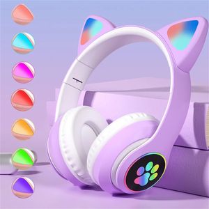 Casque Bluetooth sans fil 5.0 Écouteurs de musique stéréo Sports Bluetooth Earphones Cat Ears Gaming Headphones avec micro