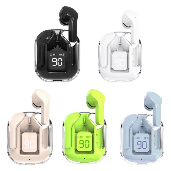 Casque Bluetooth sans fil, conception transparente, avec affichage numérique LED, son stéréo, écouteurs TWS pour le sport et le travail, Air 31