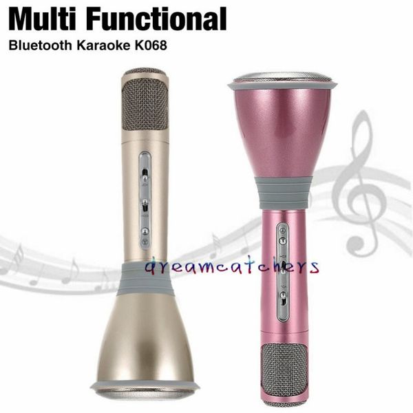 Microphone sans fil Bluetooth K068 avec micro haut-parleur condensateur Mini lecteur de karaoké KTV enregistrement de chant pour Android IOS téléphone ordinateur