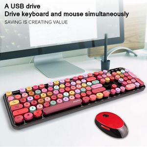 Kit de mouse de teclado inalámbrico Bluetooth Cute Steampunk 2.4G 104pcs Combos coloridos retro redondos de colores mezclados
