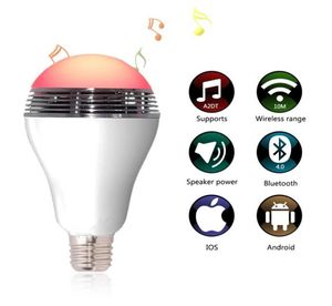 Haut-parleur lumineux Bluetooth sans fil E27 RGB 6W, ampoule LED Bluetooth 40 APP, lampe d'éclairage intelligente, haut-parleur coloré à intensité variable, lumières Bulb8483101