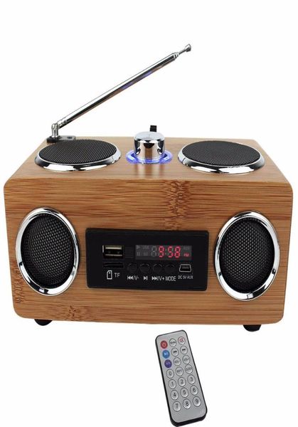 Blaetooth sans fil Bluetooth multifonctionnel Bamboo Portable Bornet Bamboo Wood Boombox TFUSB Carte en haut-parleur FM Radio avec télécommande MP8670905