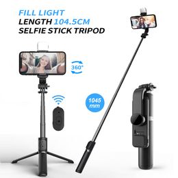 Trépied de bâton de selfie extensible portable à distance sans fil Bluetooth avec lumière pour smartphone Android IOS