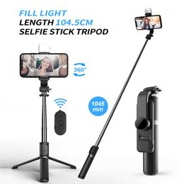 Draadloze Bluetooth Remote Portable Uitschuifbare Selfie Stick Statief met Licht voor IOS Android Smartphone