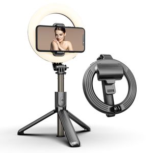 Sans fil Bluetooth Selfie Stick Ring Fill Light Mini Trépied Portable Extensible Avec Télécommande pour IOS Android Phone L07