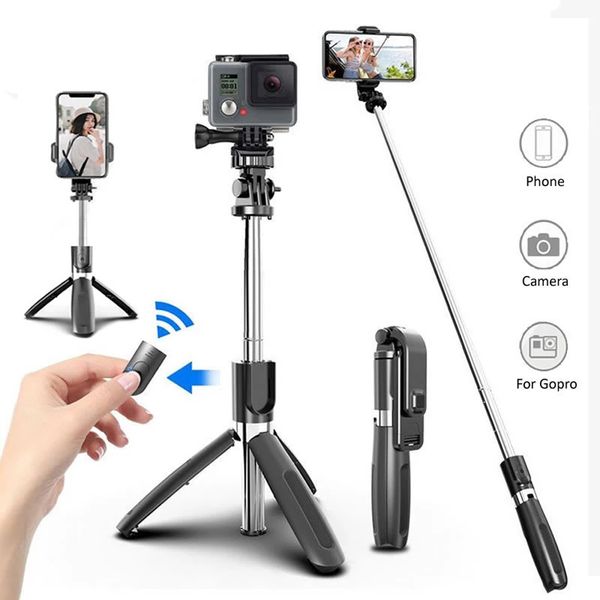 Inalámbrico Bluetooth Selfie Stick trípode plegable trípode monopié Universal para teléfonos inteligentes Gopro cámara de acción deportiva L02