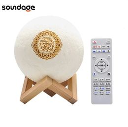 Wireless Bluetooth -luidsprekers Muslim Night Light Quran Speakers 3d Moon met app Control Quran Speaekr Koran Touch Lamp Player 240418