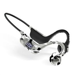 Casque de sport sans fil Bluetooth Support carte TF Conduction osseuse Fone Bluetooth casque sans fil LED crochet d'oreille écouteurs 3DBSU