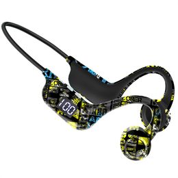 Casque de sport sans fil Bluetooth Support TF carte Conduction osseuse Fone Bluetooth casque sans fil LED crochet d'oreille écouteurs 45DQ7
