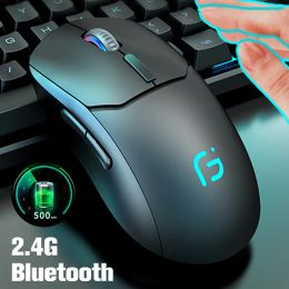 Récepteur sans fil Bluetooth5 2 4G 2400DPI double souris d'ordinateur souris silencieuse portable pour PC portable