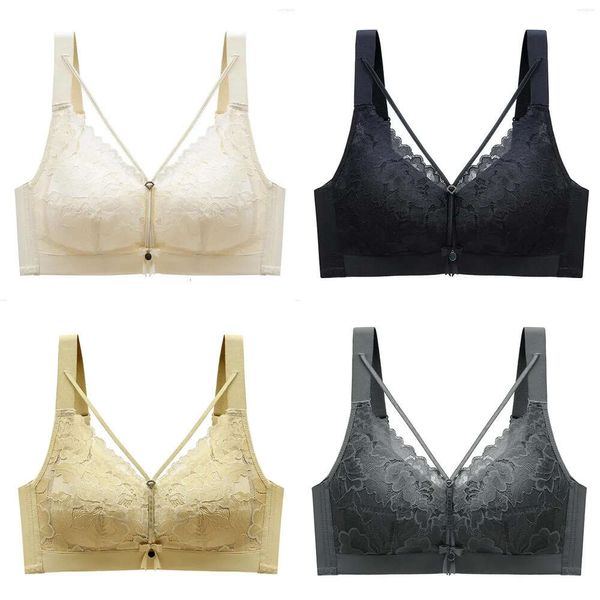 Bras sans fil pour les femmes Lingerie mince en tasse plus taille sous-vêtements en dentelle minimiseur Brassiere b c d e siere