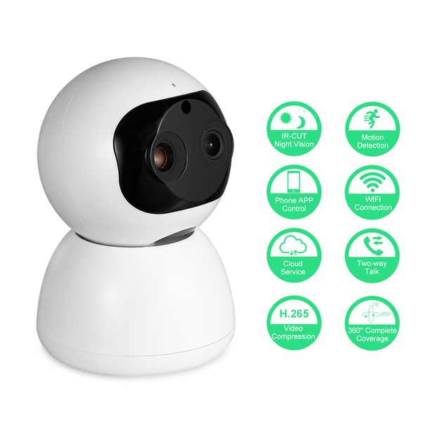 Caméra de vidéosurveillance sans fil, sécurité domestique, détection de mouvement intérieure, wifi, audio bidirectionnel, avec carte SD 64 go