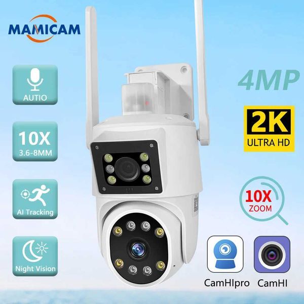 Kits de caméra sans fil 2K 4MP WiFi IP Camera 3G 4G SIM Card Double Lens PTZ Sécurité extérieure CCTV Surveillance vidéo ALARME LUMINE CAMHI APPLICATION J240518