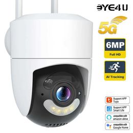 Kits de caméra sans fil 6MP Tuya Secure IP Camera 24G5G WiFi Mini Outdoor PTZ Camera Bidirectional Audio Life Home Video Surgicing Alexa Googl J240518