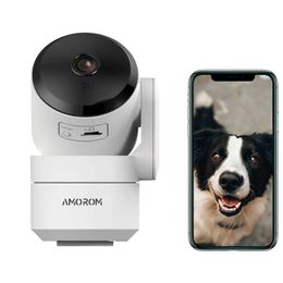 Draadloze camerakits indoor huisdier camerapan en tilt tweerichtingsoproep Night Vision Storage Card/Cloud Storage Google Home/Alexa Support voor honden/kattenmonitors J240518