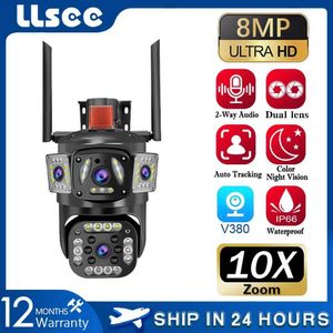 Kits de caméra sans fil Llsee CCTV CAME V380 IP Sécurité CCTV CAME 360.8MP WiFi OUTROOR EMARLE ALARME CEINTURE 360 PAN CCTV CCAT DIAL Lens J240518