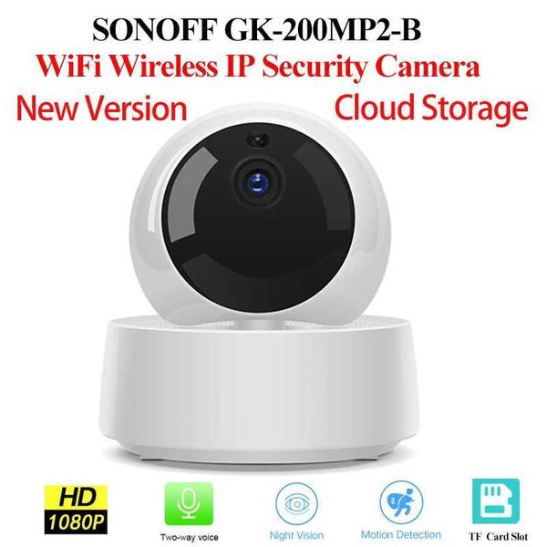 Kits de caméra sans fil Sonoff 1080p HD GK-200MP2-B MINI SMART HOME WiFi Wiless IP Camera Infrared Vision Night Vision Baby Monitoring Sécurité Caméra J240518