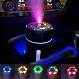 Humidificateur de voiture sans fil avec couvercle supérieur rotatif Désodorisant d'humidificateur d'air de voiture rechargeable/USB de 360 ml avec veilleuse colorée 240109