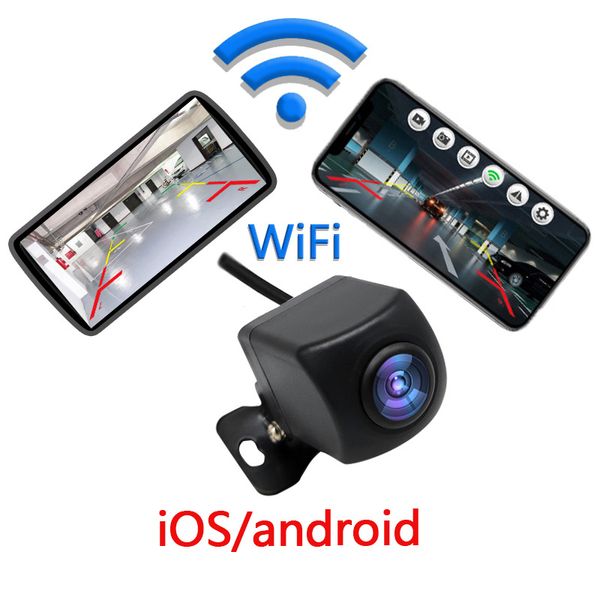 Caméra de recul de voiture sans fil WIFI 170 degrés WiFi caméra de recul caméra de tableau de bord HD Vision nocturne pour iPhone Android 12V 24V voitures