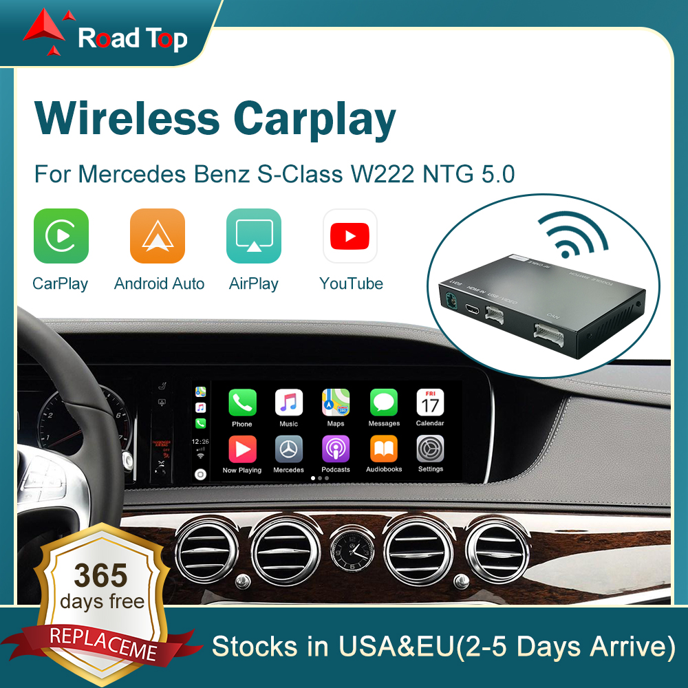 Trådlös carplay för Mercedes Benz S-Class W222 2014-2018 med Android Auto Mirror Link Airplay Car Play-funktioner