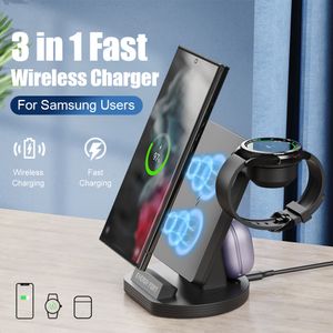 Cargador inalámbrico 3 en 1 para Samsung Galaxy Watch5 4 Classic Active2 carga USB tipo C S22 Ultra Dock Stand Station Accesorios