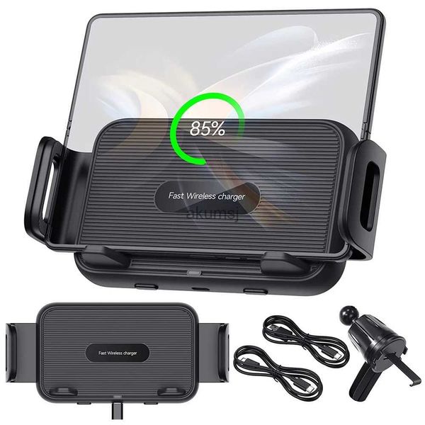 Cargadores inalámbricos Cargador de coche inalámbrico Qi de 15 W, soporte para coche para Galaxy Z Fold 4 Fold 3 Flip 4 2 5G 14 13 12, sujeción automática, carga rápida YQ240105