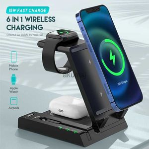 Chargeurs sans fil 6 en 1 chargeur sans fil rapide 15W pour montre intelligente TWS Bluetooth écouteur Qi chargeur rapide pour Mi Huawei YQ240105