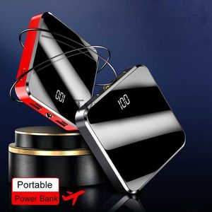 Chargeurs sans fil Mini Portable Power Bank Miroir Écran LED Affichage 30000 mAh Powerbank Batterie Externe Poverbank pour Xiaomi IPhone Huawei x0803