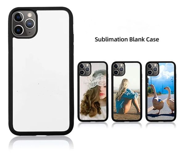 Étui de téléphone à sublimation 2D vierge de chargement sans fil pour iPhone 15 14 Pro Max 12 13 14 Plus Étui de couverture de téléphone à transfert de chaleur avec insert en plastique