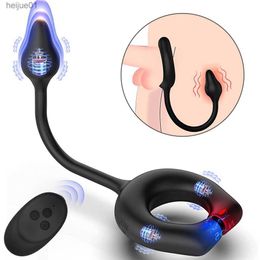 Wireless Cock Ring Vibratore per uomini Ritardare l'eiaculazione Plug anale Masturbatore maschile Massaggiatore della prostata Anello del pene Giocattolo del sesso per coppia L230518