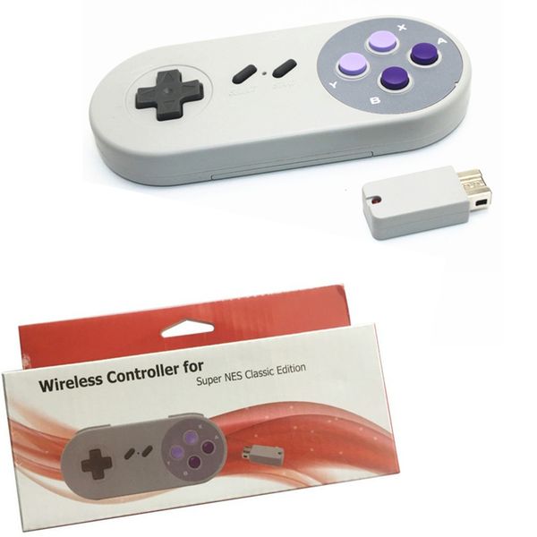 Contrôleur sans fil pour Super Nes Mnini Classic Edition Bouton violet 2.4G Récepteurs de manettes sans fil pour SNES Mini