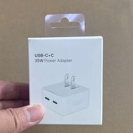 Chargeurs PD 35W 2 en 1 Adaptateur secteur à double port USB-C charge rapide Chargeur de prise murale US EU pour iphone 11 12 13 14 pro max Double typec usb c