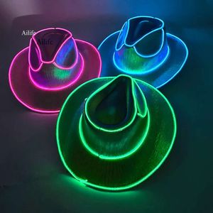 Wireless Disco Lumineuze LED Bruid Cowgirl gloeiende lichtbalk Cap vrijgezellenfeestjes Plaversing Flashing Neon Western Cowboy Hat 230 0425