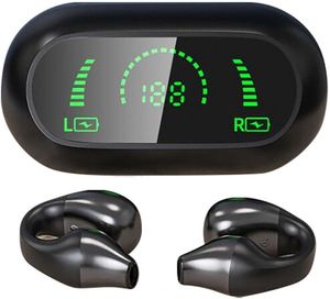 Écouteurs sans fil à clip d'oreille à conduction osseuse Bluetooth 5.3, oreillettes antibruit à clipser pour la course à pied, le cyclisme, l'entraînement, longue durée de vie de la batterie