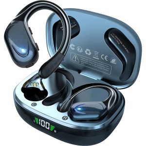 Draadloze oordopjes Bluetooth 5.3-hoofdtelefoon Sport-oordopjes met microfoon Oorhaak Waterdichte oortelefoon Power Display Hardloopheadset